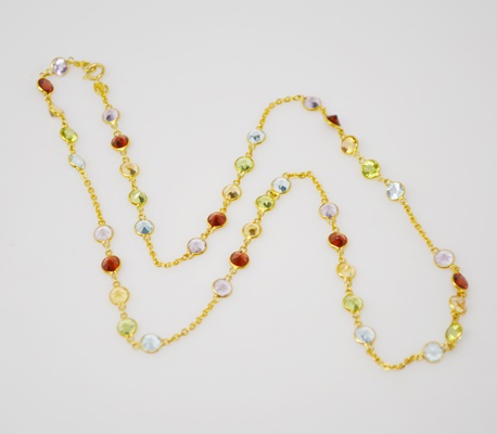 18K Yellow Gold Gemstone Necklace