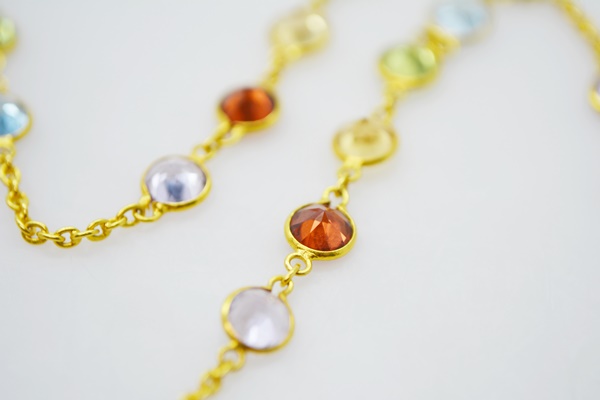 18K Yellow Gold Gemstone Necklace