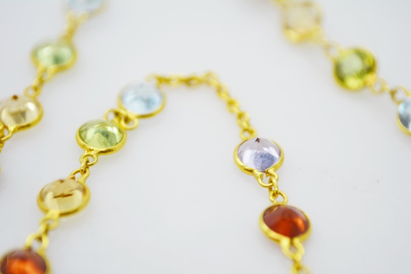 18K Yellow Gold Gemstone Necklace
