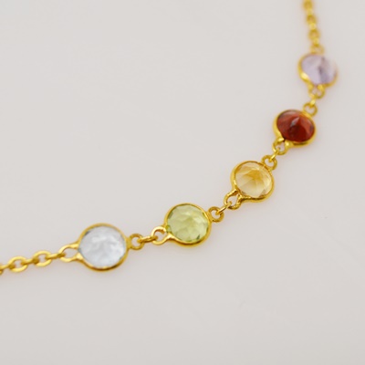 18K Yellow Gold Gemstone Necklace