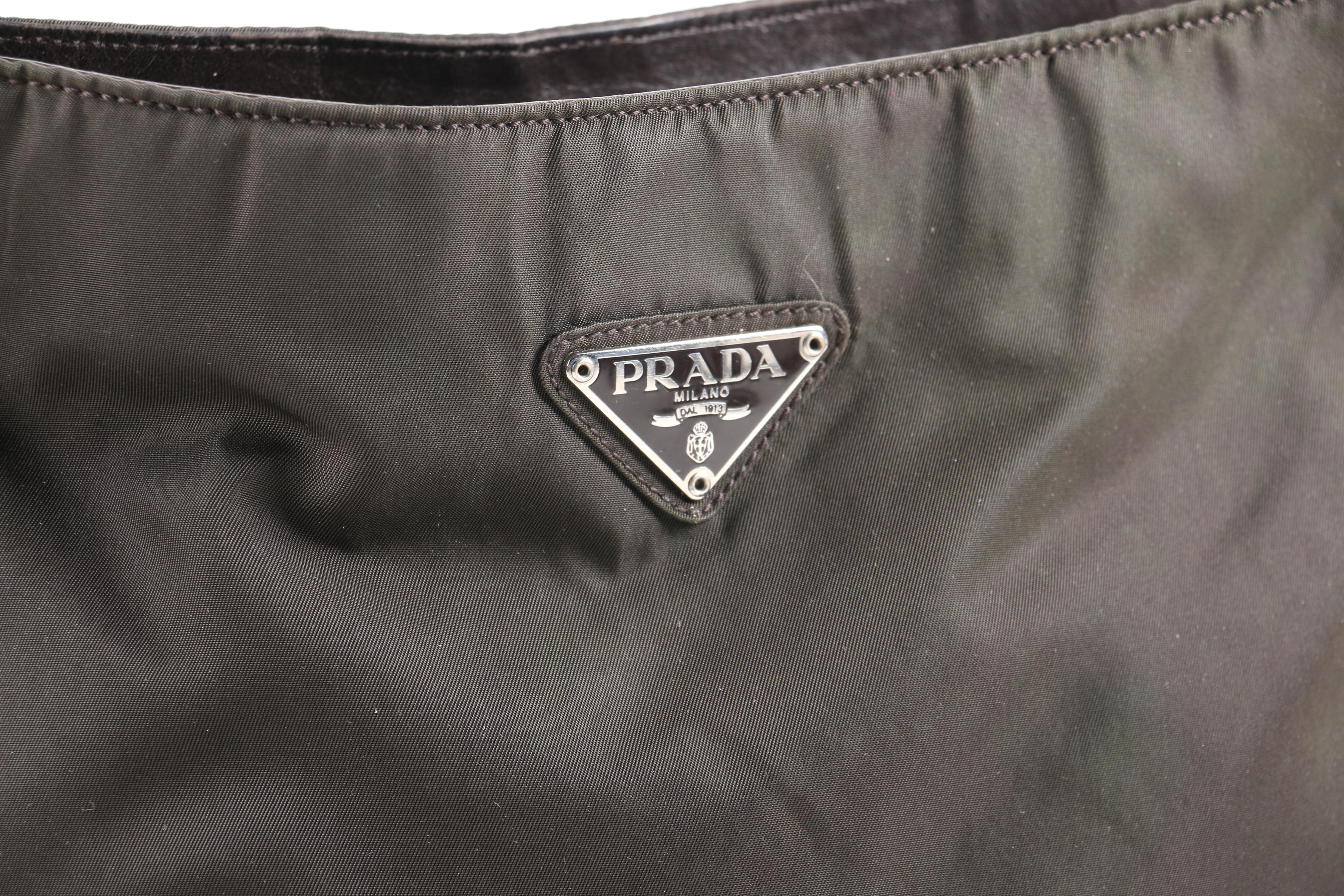 Prada Black Nylon and Leather Shoulder Tote