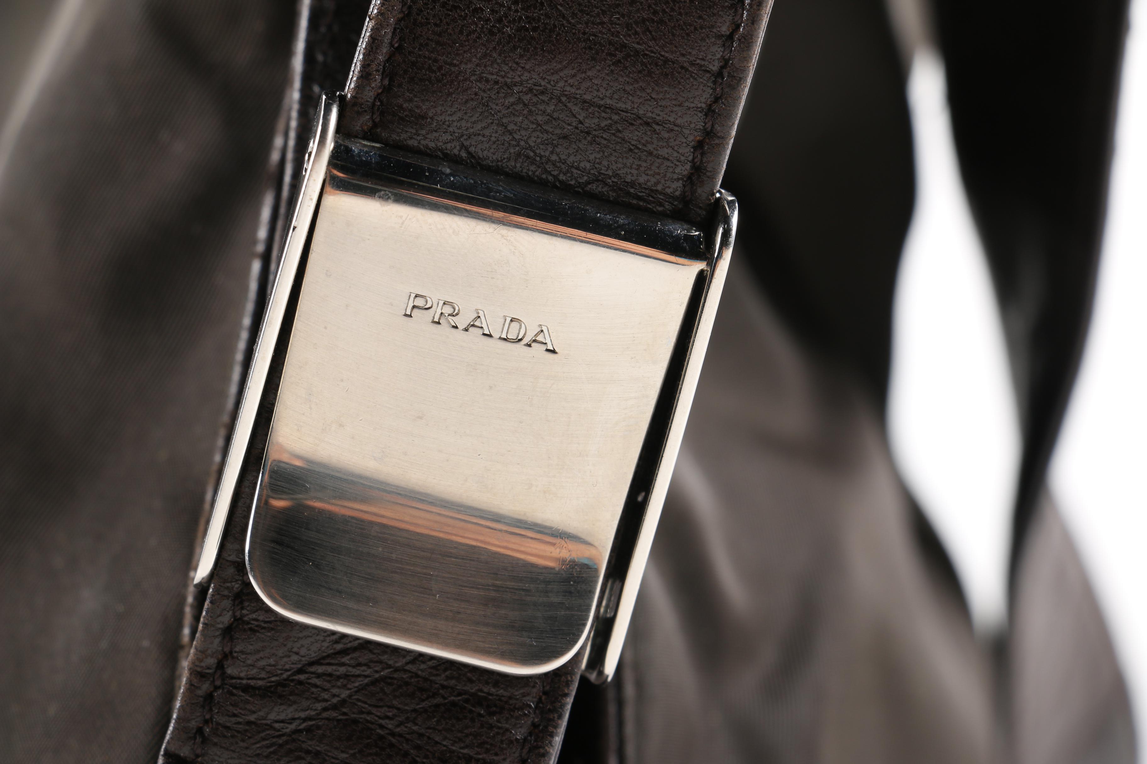 Prada Black Nylon and Leather Shoulder Tote