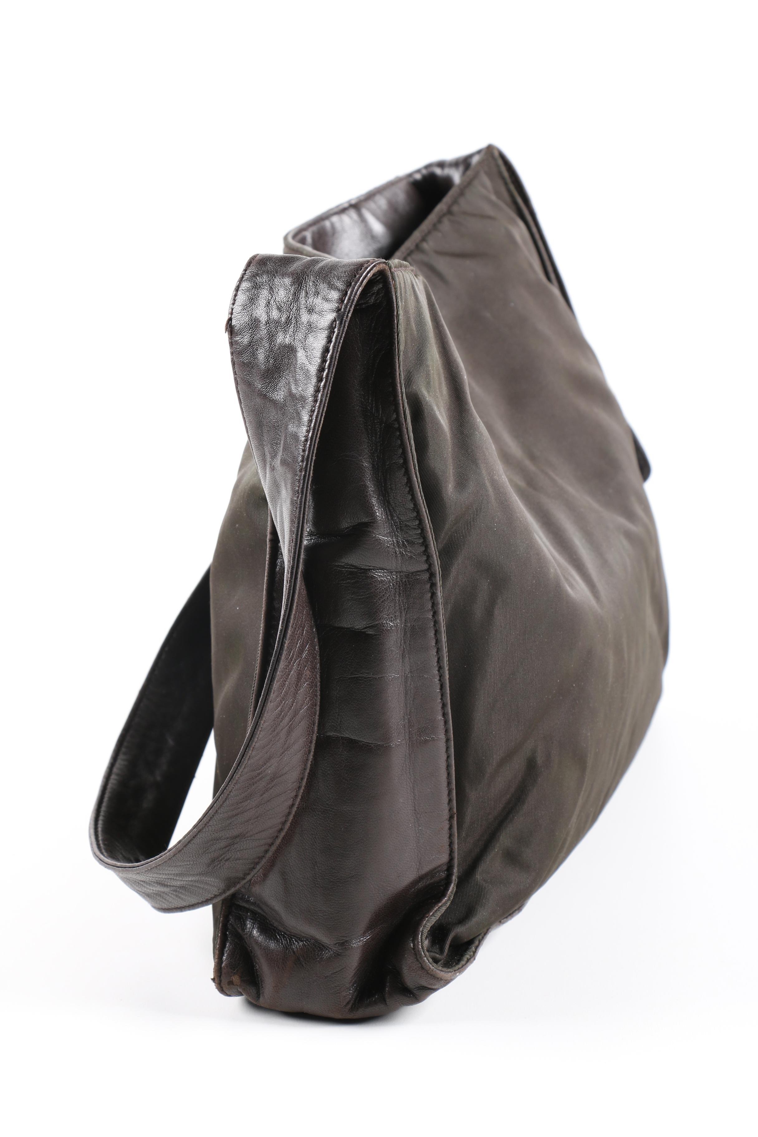 Prada Black Nylon and Leather Shoulder Tote