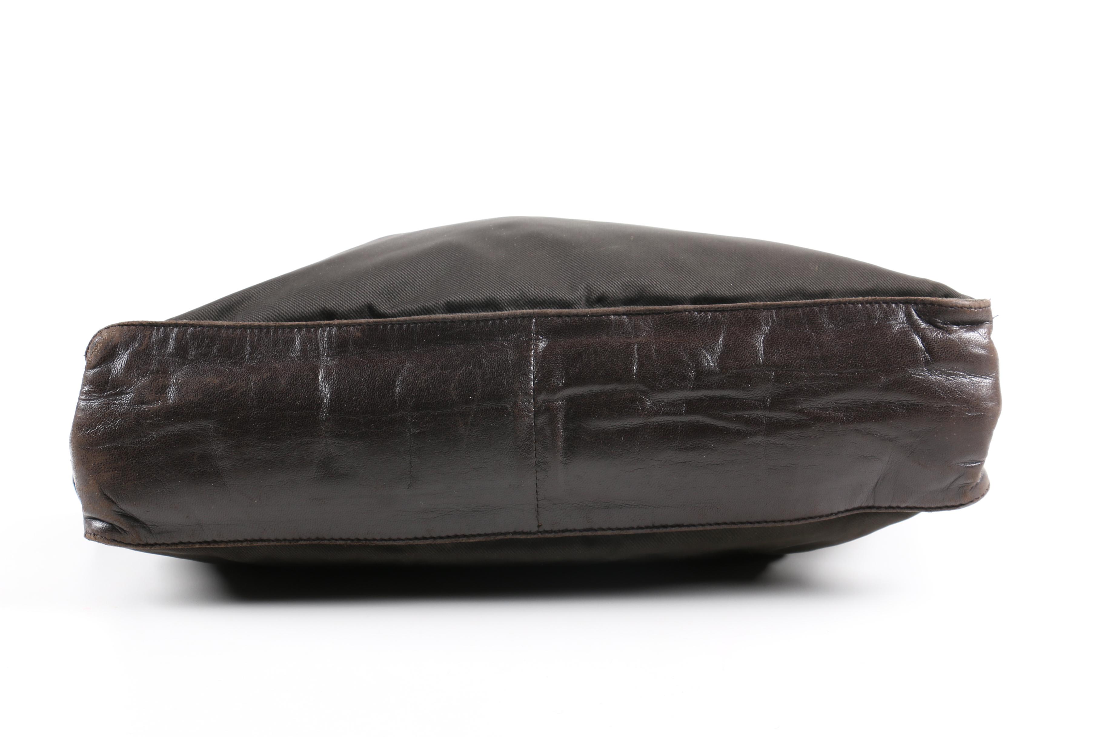 Prada Black Nylon and Leather Shoulder Tote