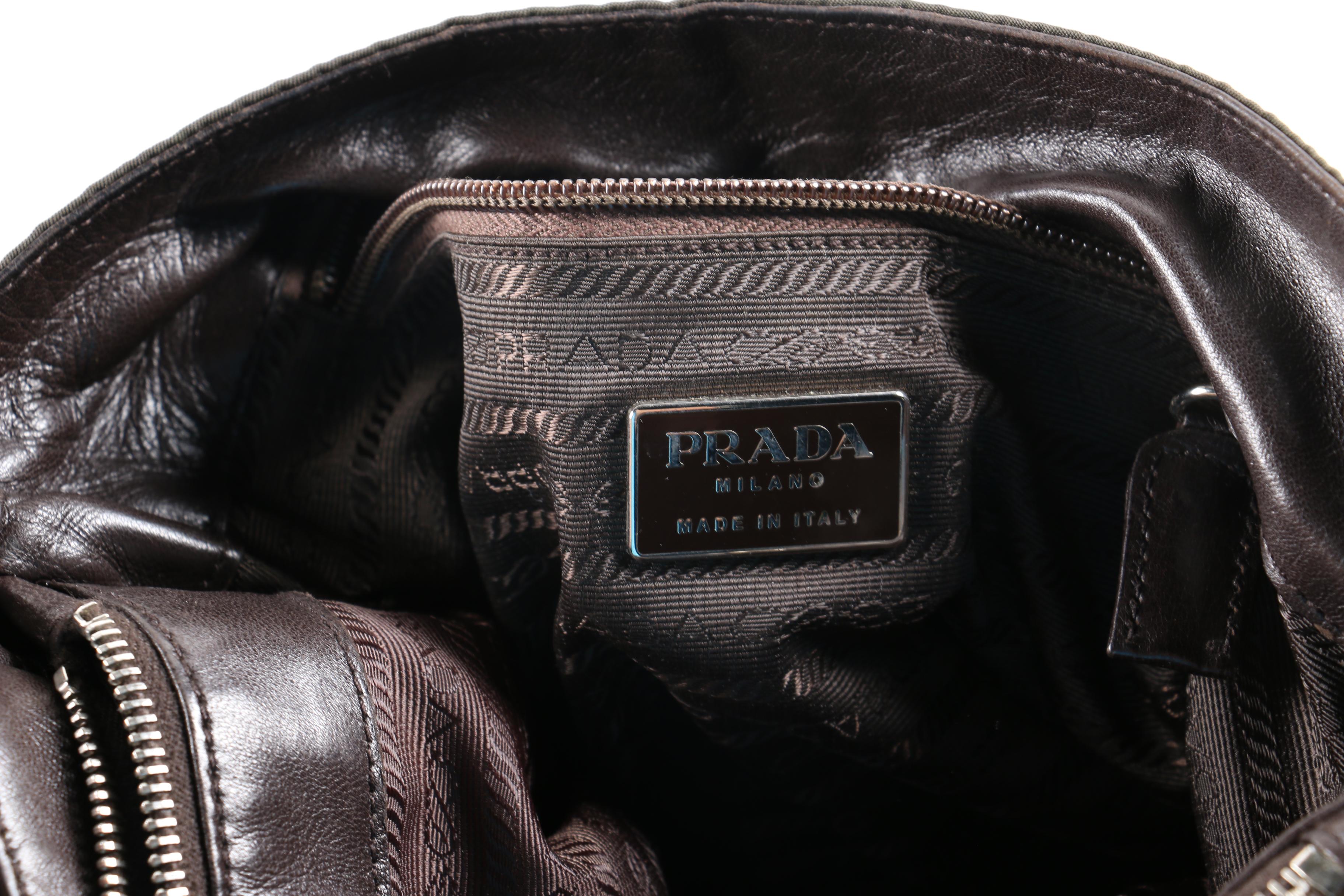 Prada Black Nylon and Leather Shoulder Tote