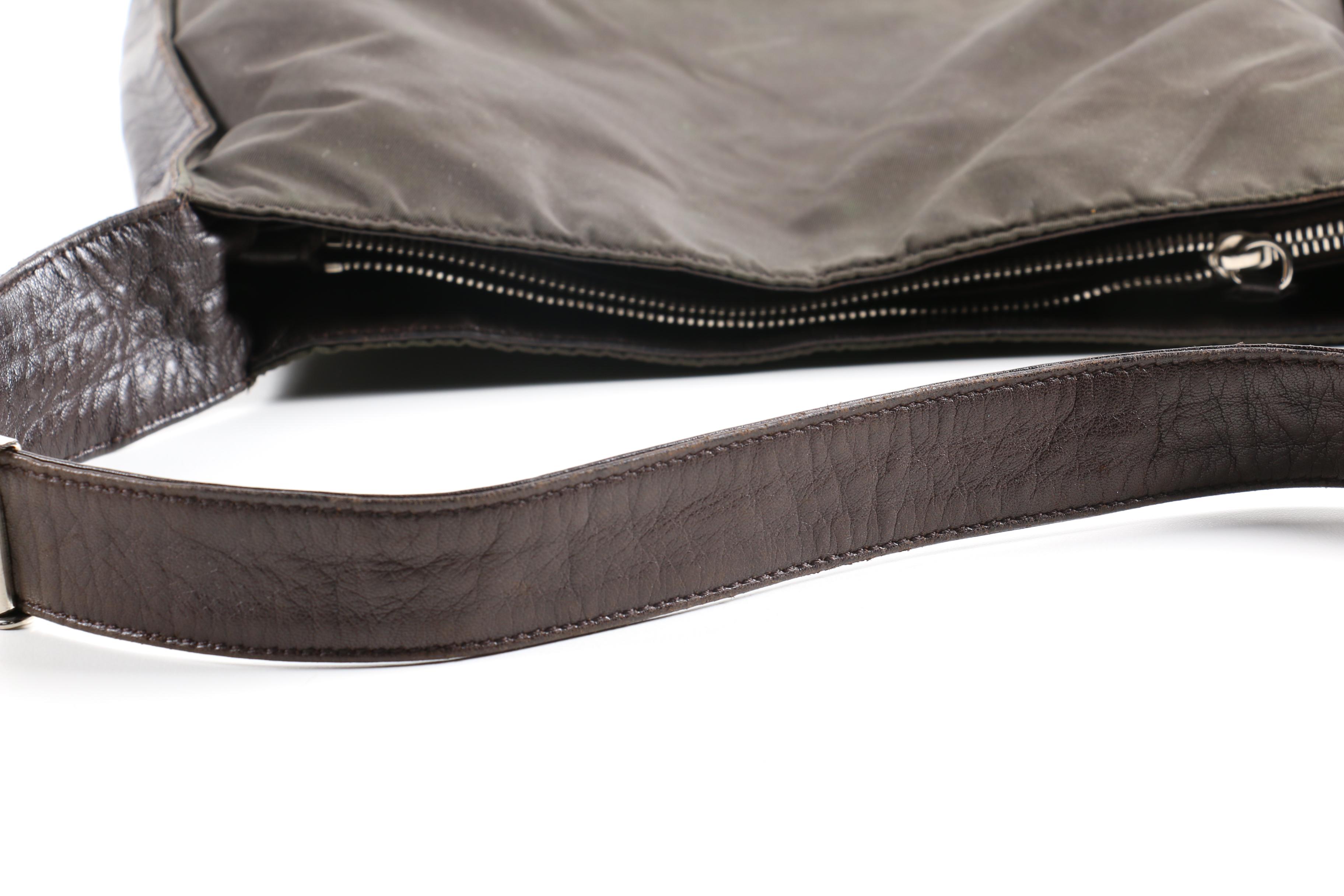 Prada Black Nylon and Leather Shoulder Tote