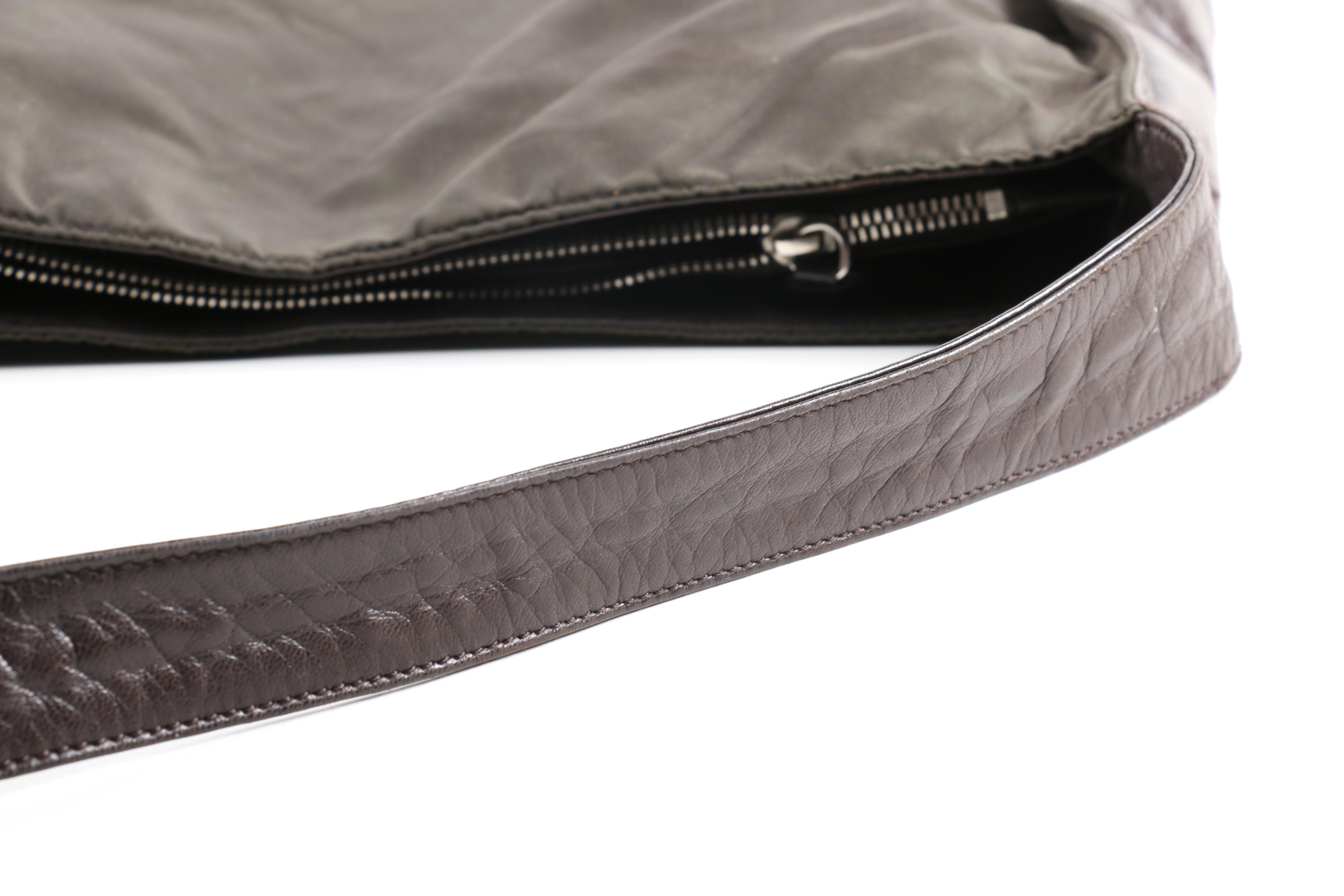 Prada Black Nylon and Leather Shoulder Tote