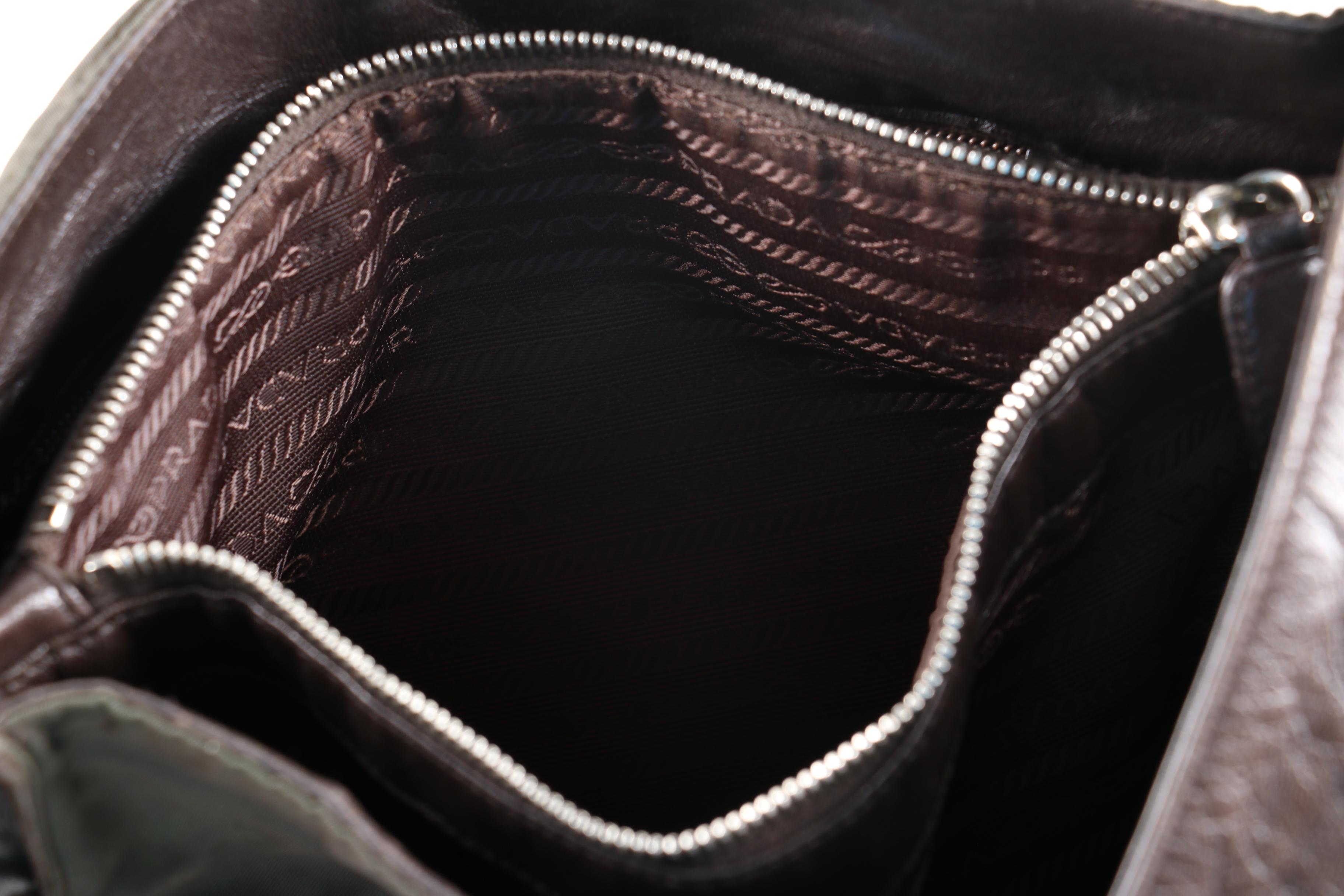 Prada Black Nylon and Leather Shoulder Tote