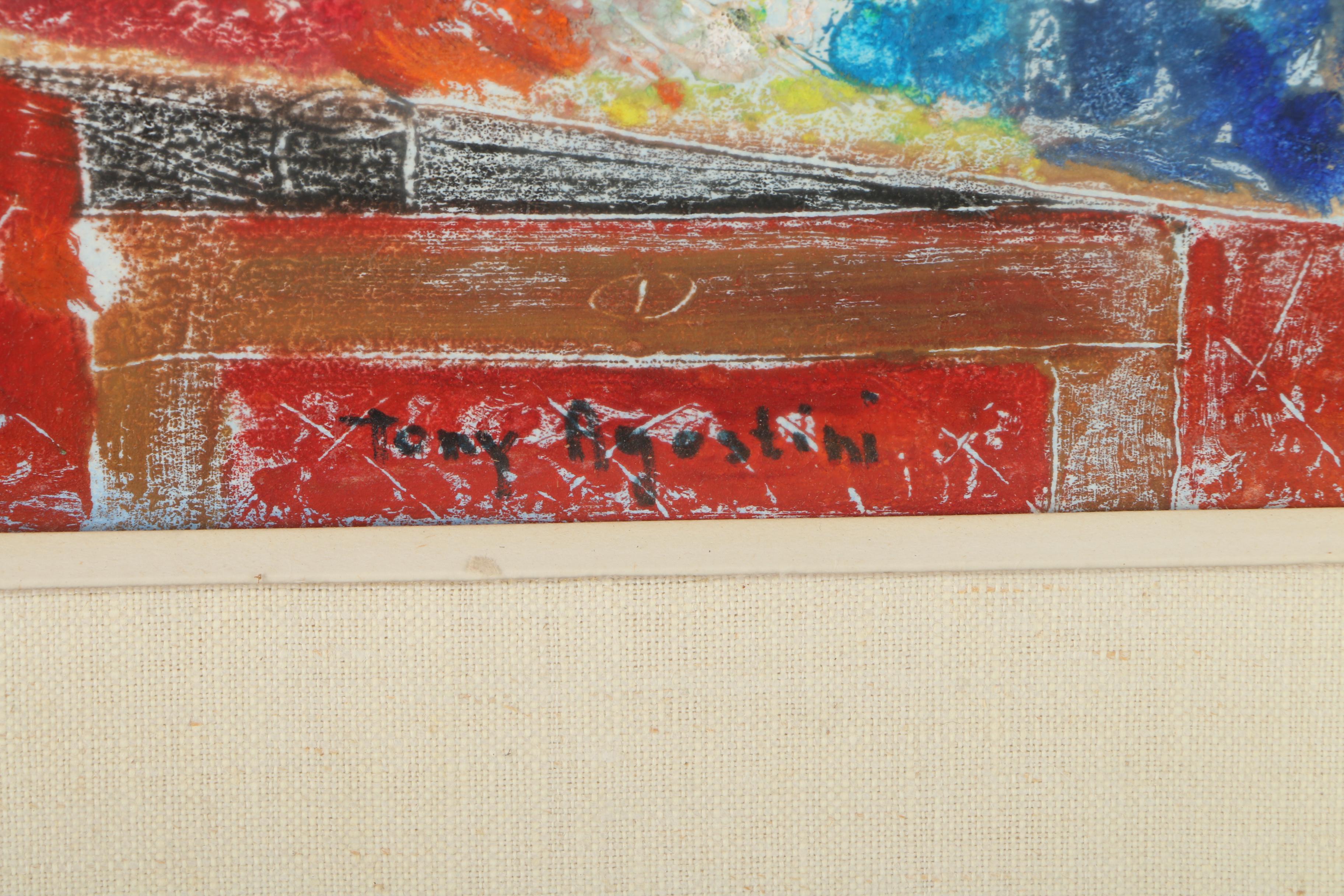 Tony Agostini Mid-Century Mixed Media on Paper "L'Atelier"