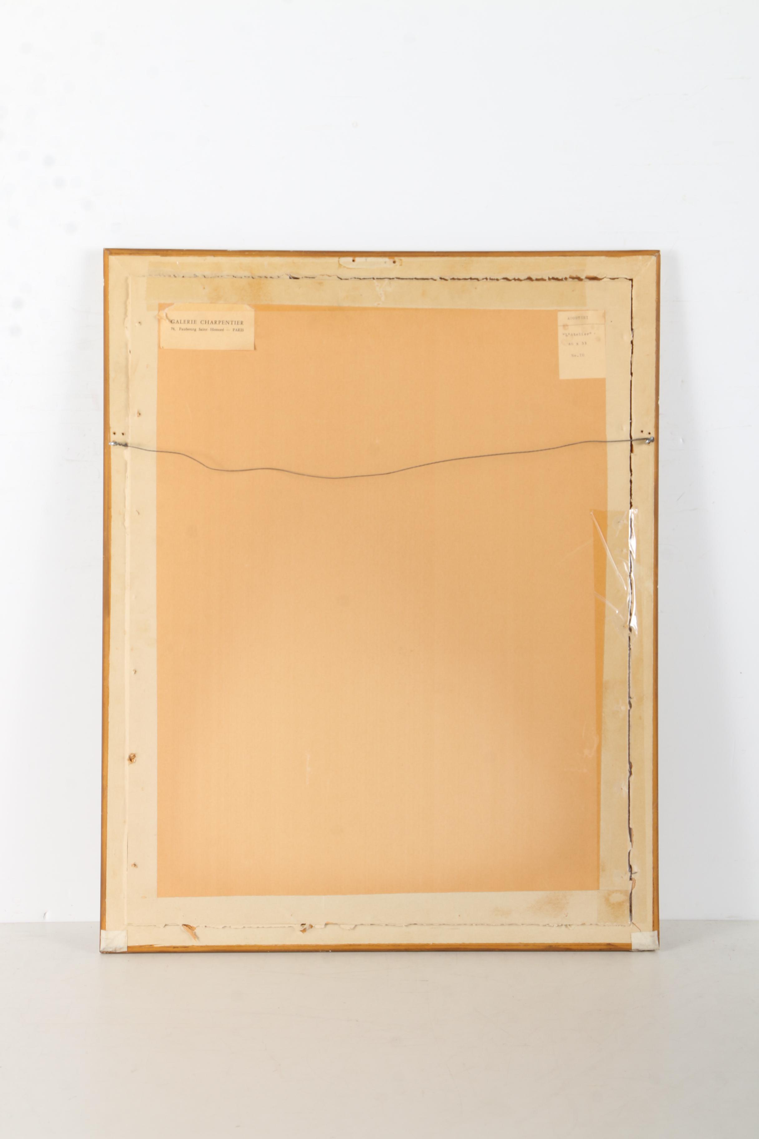 Tony Agostini Mid-Century Mixed Media on Paper "L'Atelier"