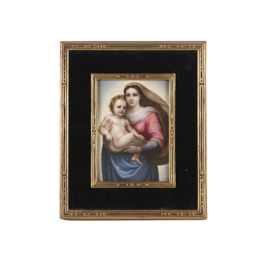 Late 19th Century German Porcelain Plaque in Shadowbox Frame