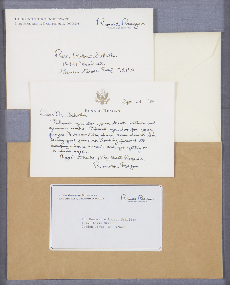1989  Framed  Letter From Ronald Reagan to Dr. Schuller