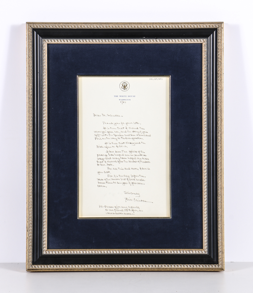 1997 Framed Letters and Photos of Pres. Clinton and Dr. Schuller