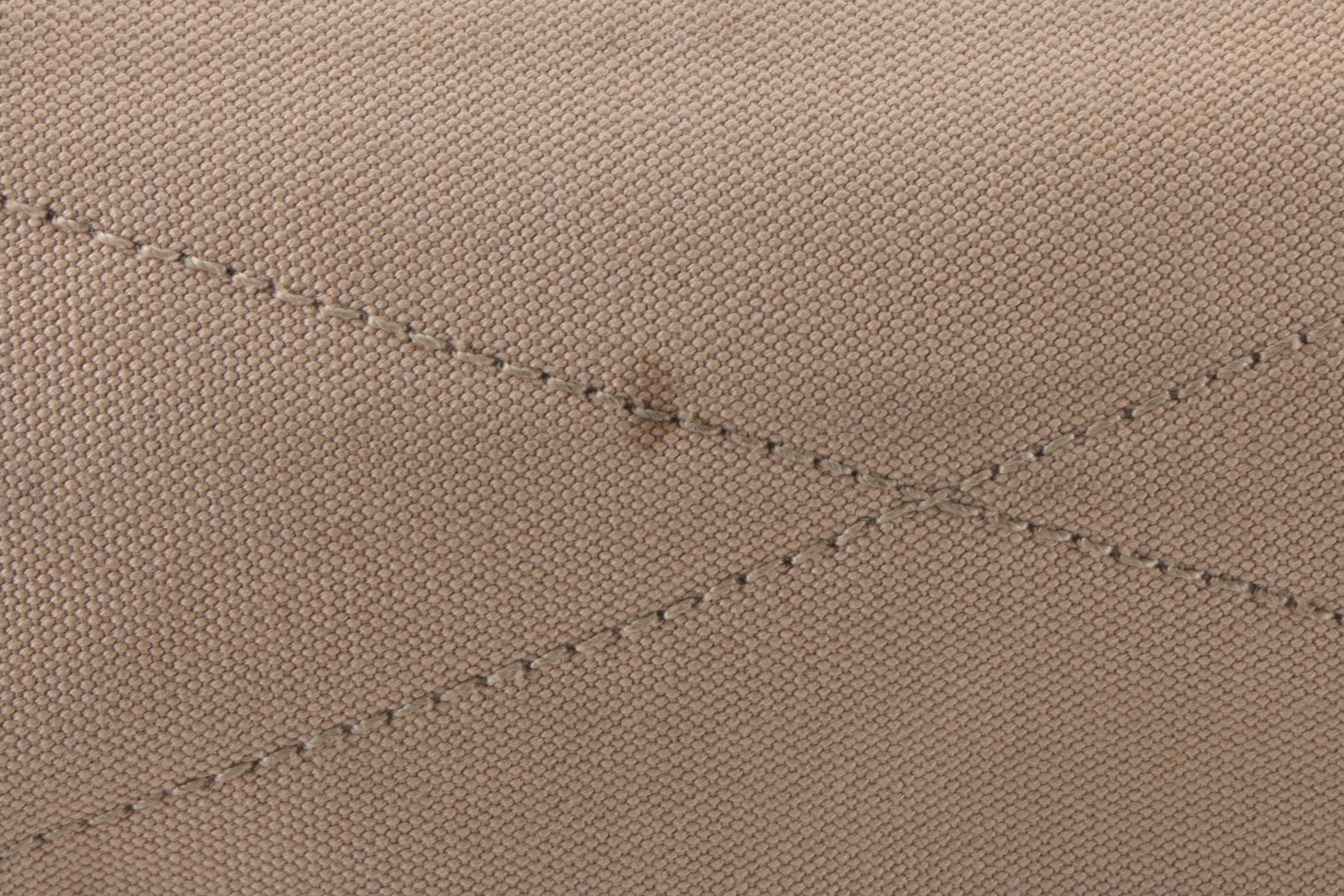 Prada Tan Canvas and and Gray Leather Shoulder Tote