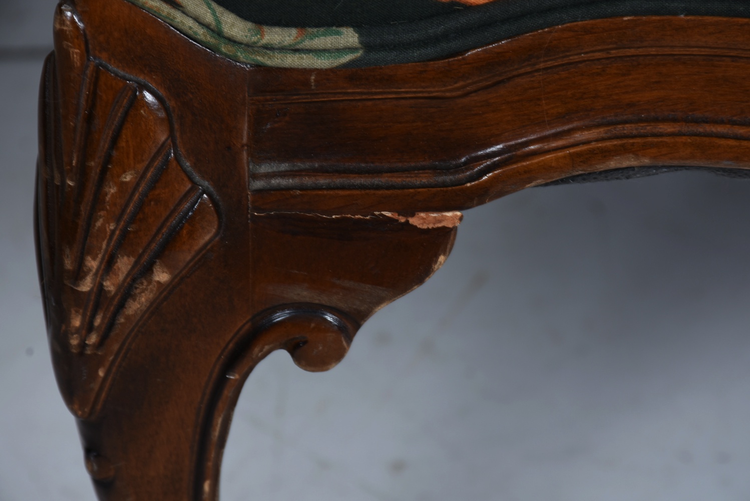 Vintage Queen Anne Style Floral-Upholstered Wing Chairs