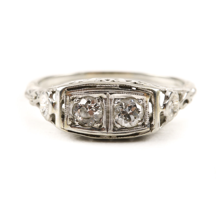 Late Edwardian 18K White Gold and Diamond Ring