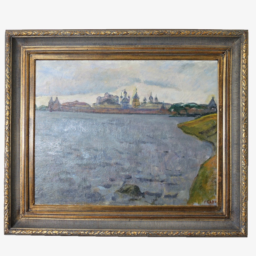 Original Painting of Solovetsky Monastery by G. Barsch