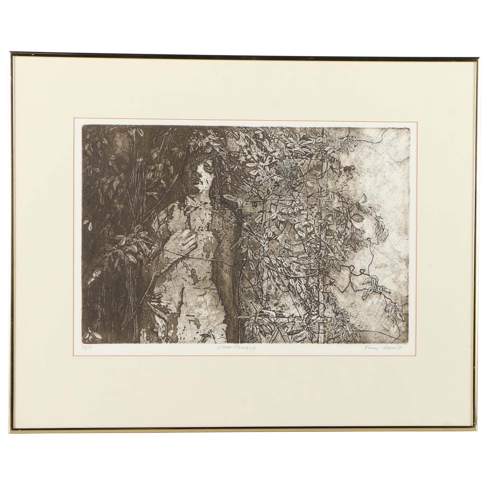 Penny Feder Limited Edition Etching with Aquatint "Woman Emerging"