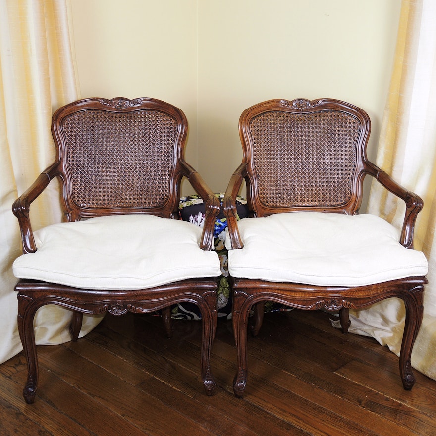 French Provincial Arm Chairs with Interchangeable Cushions