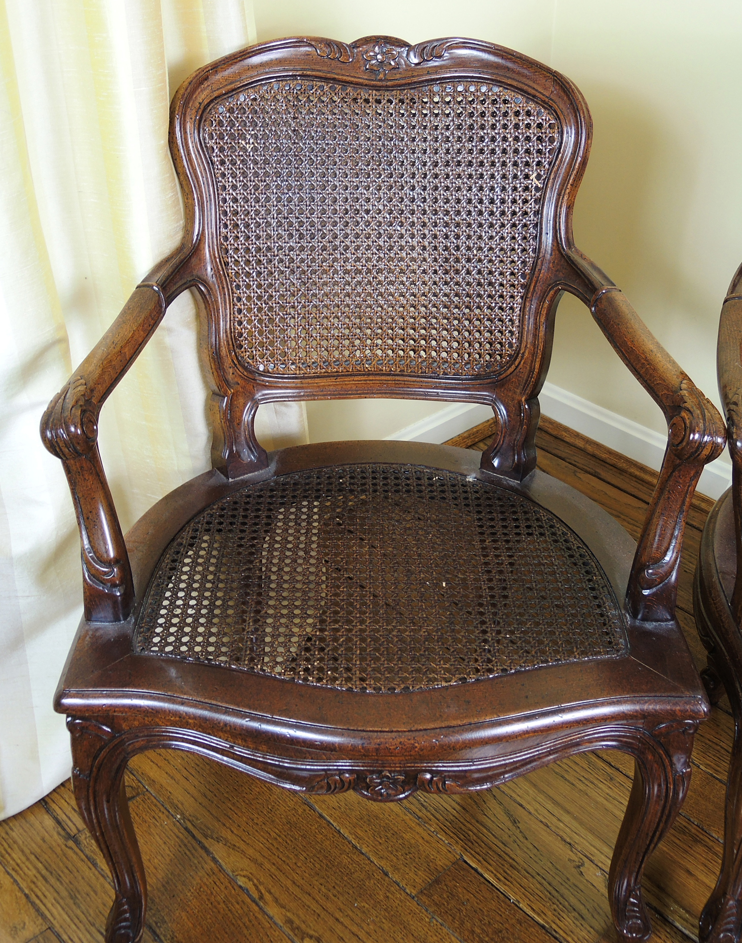 French Provincial Arm Chairs with Interchangeable Cushions