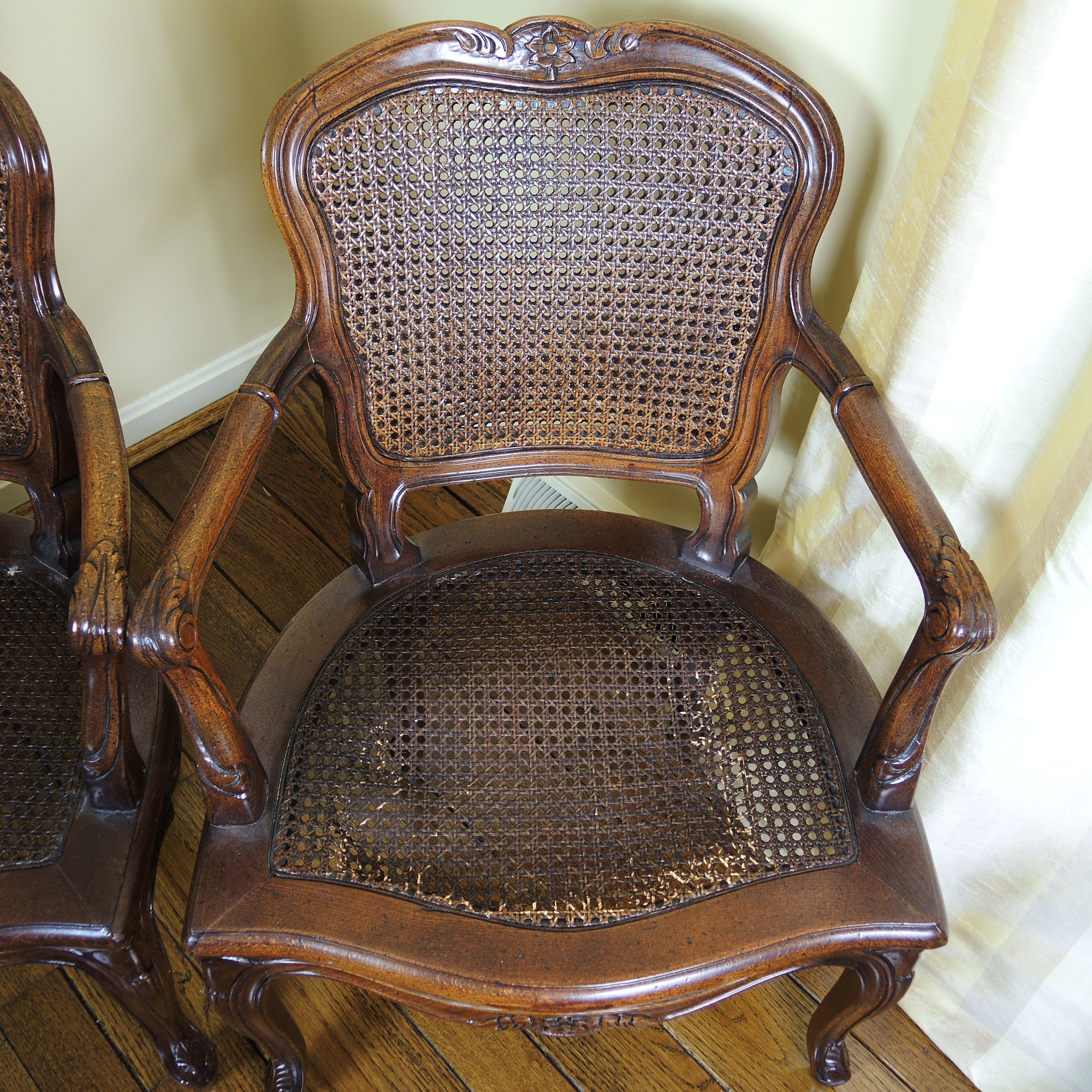 French Provincial Arm Chairs with Interchangeable Cushions