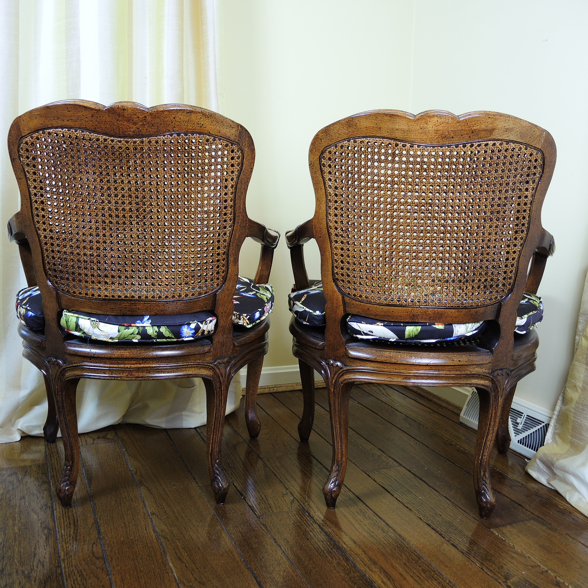 French Provincial Arm Chairs with Interchangeable Cushions