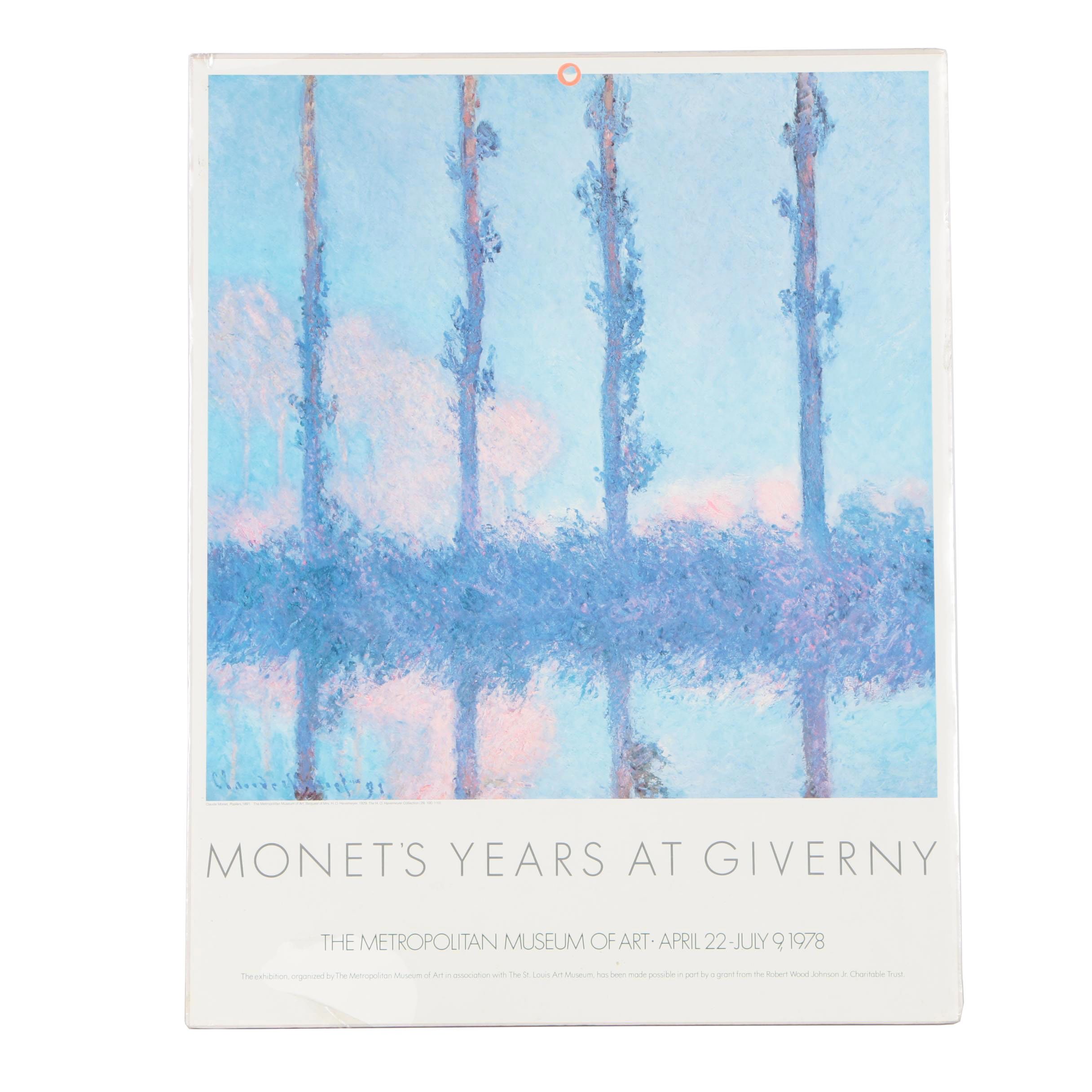 1978 Offset Lithograph Exhibition Poster After Claude Monet's "The Four Trees"