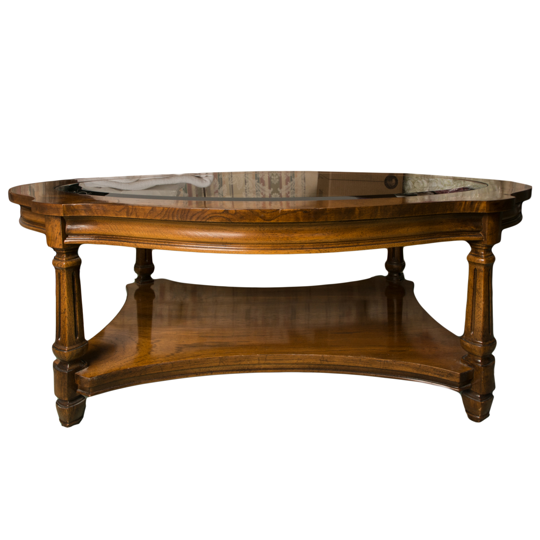 Vintage Thomasville "Pagentry" Glass Top Oval Cocktail Table