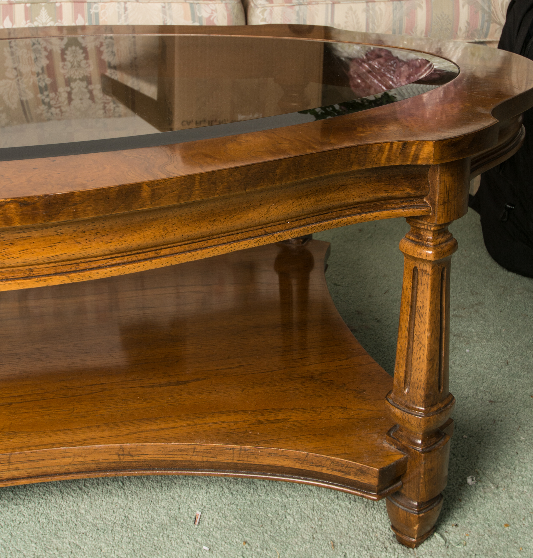 Vintage Thomasville "Pagentry" Glass Top Oval Cocktail Table