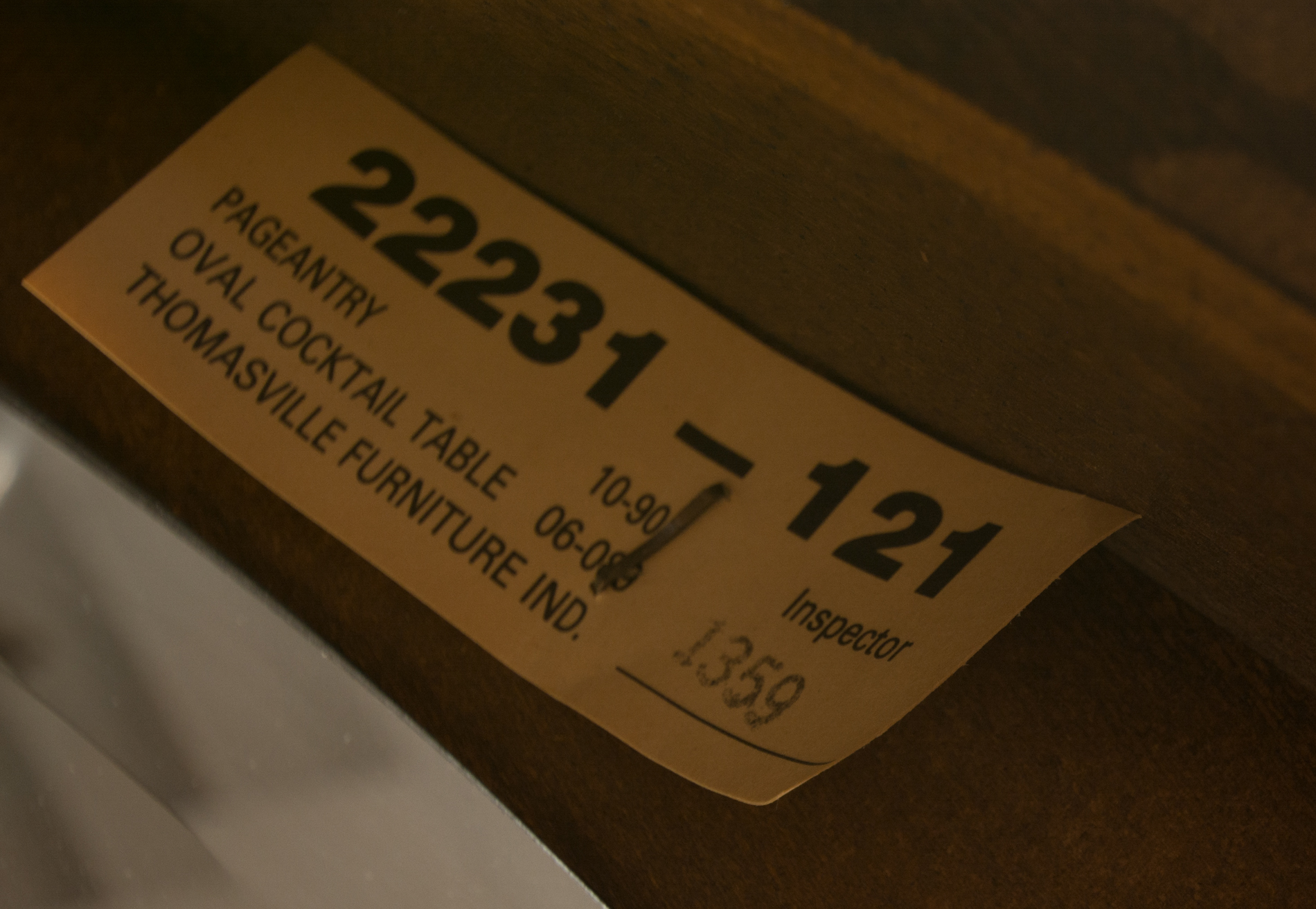 Vintage Thomasville "Pagentry" Glass Top Oval Cocktail Table