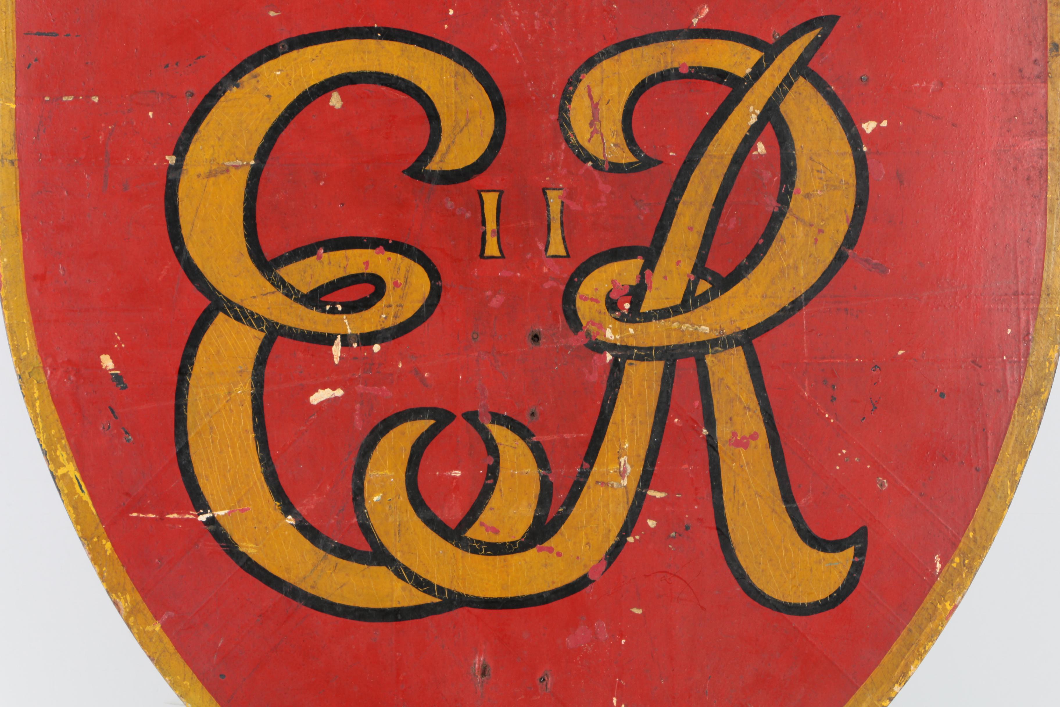 Vintage Wooden Shield With Royal Cypher of Queen Elizabeth Regina II