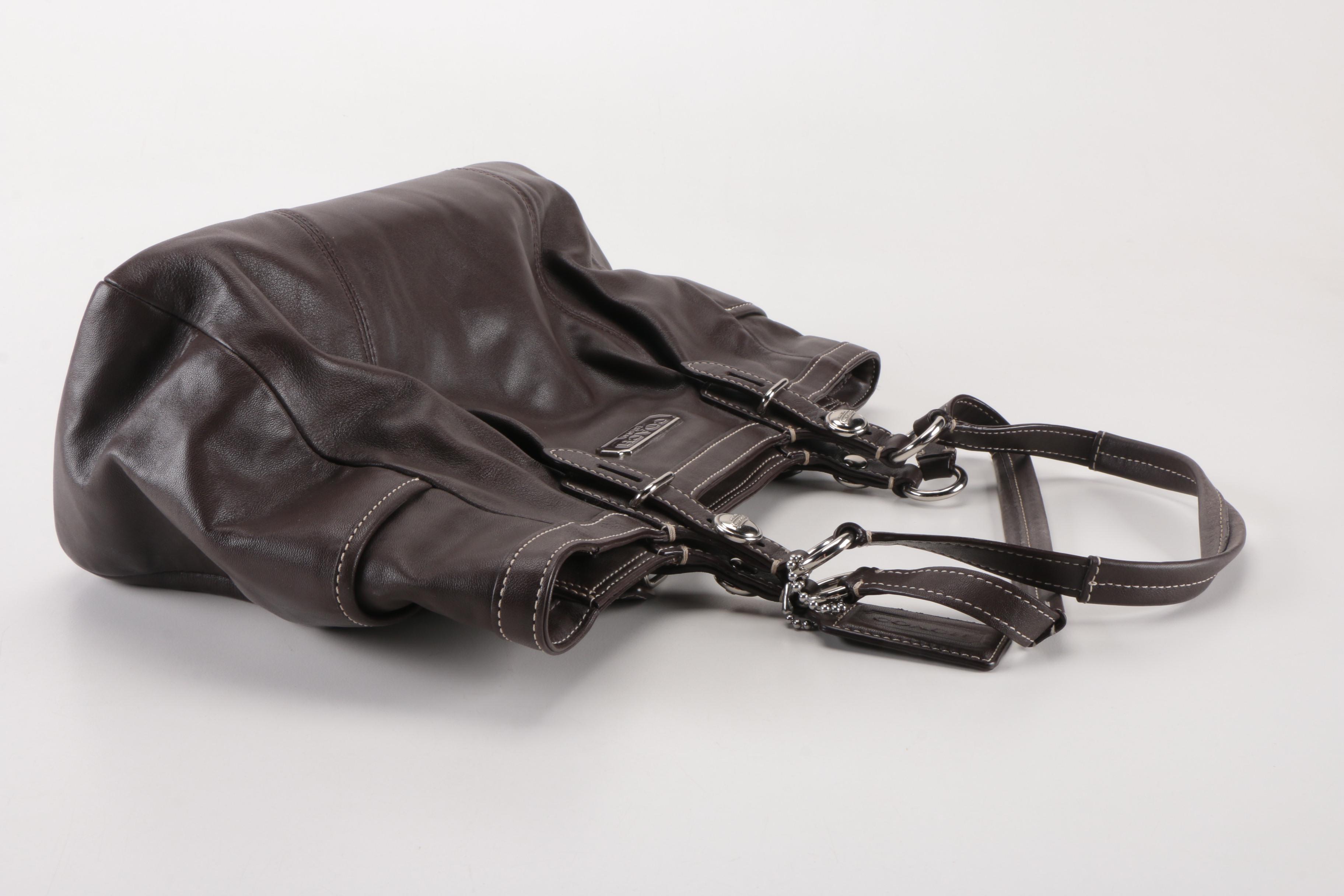 Coach Pleated Leather Shoulder Bag