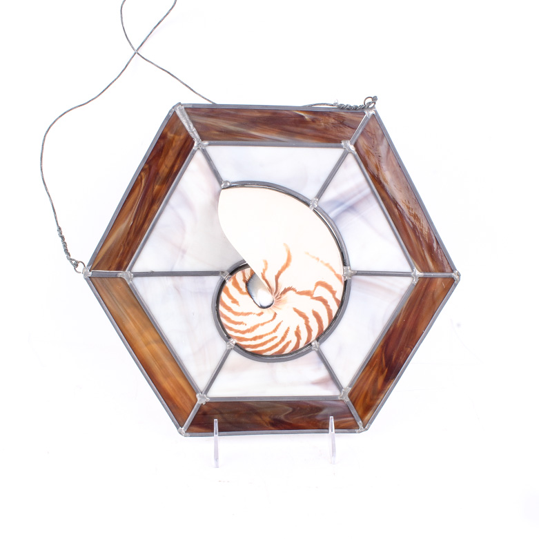 Stained Glass Sun Catcher with Seashell
