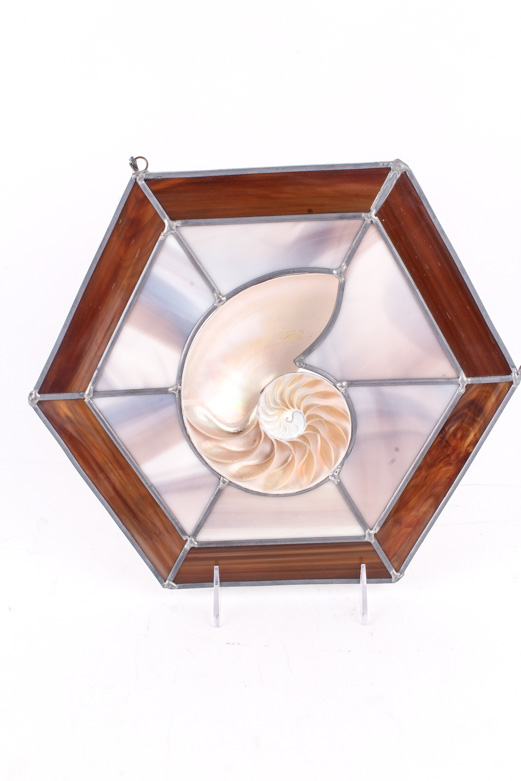 Stained Glass Sun Catcher with Seashell