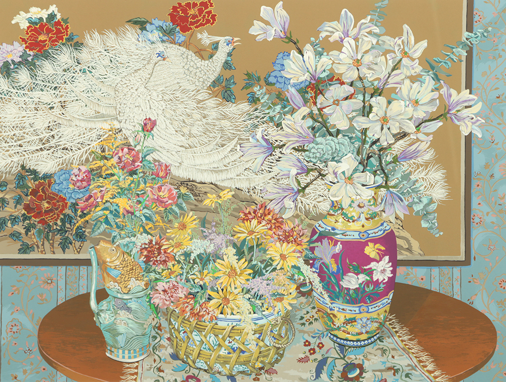 John Powell Artist Proof Serigraph "Peacock and Flowers"
