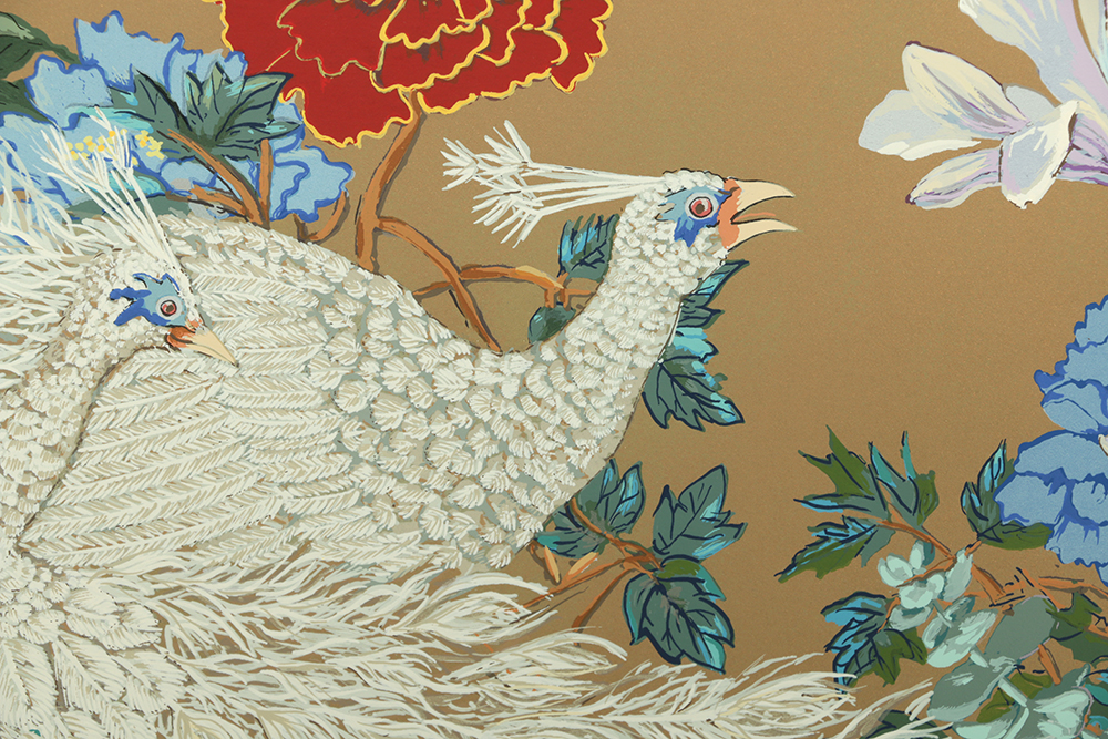 John Powell Artist Proof Serigraph "Peacock and Flowers"