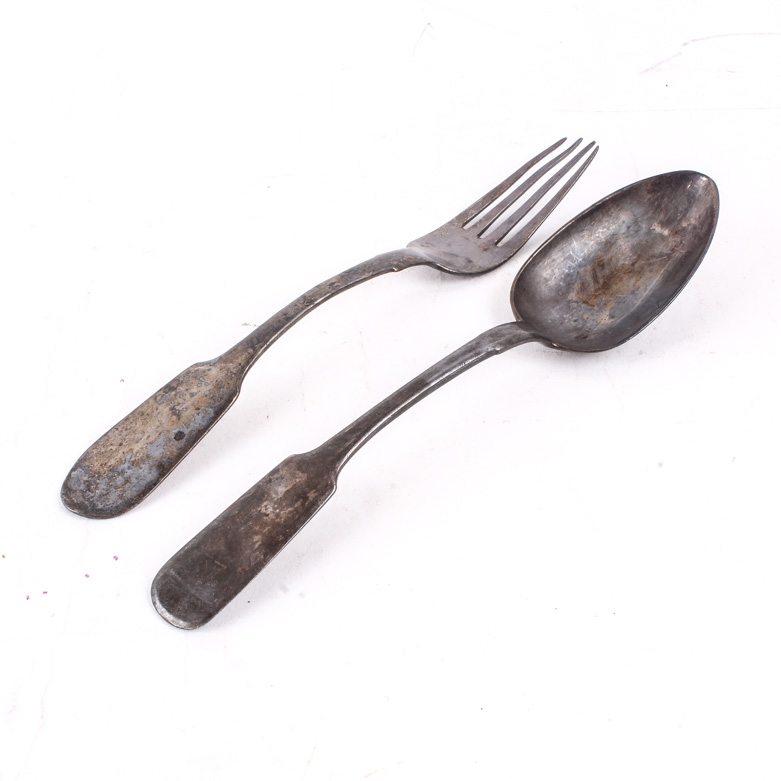Antique Russian 875 Silver Fork and Spoon