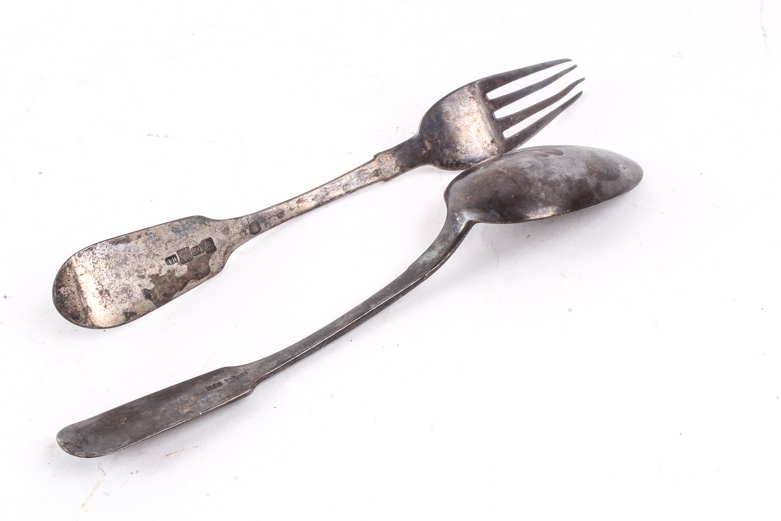 Antique Russian 875 Silver Fork and Spoon