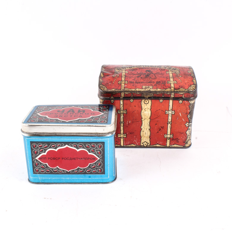 Vintage and Antique Russian Tin Tea Boxes