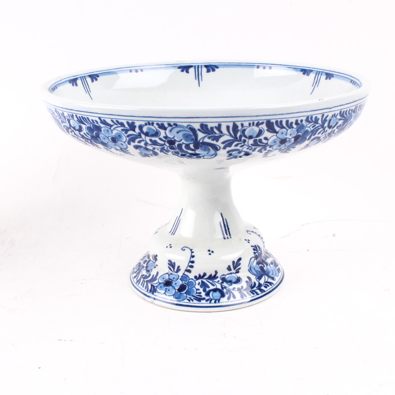De Koninklijke Porceleyne Fles Delft Porcelain Footed Compote