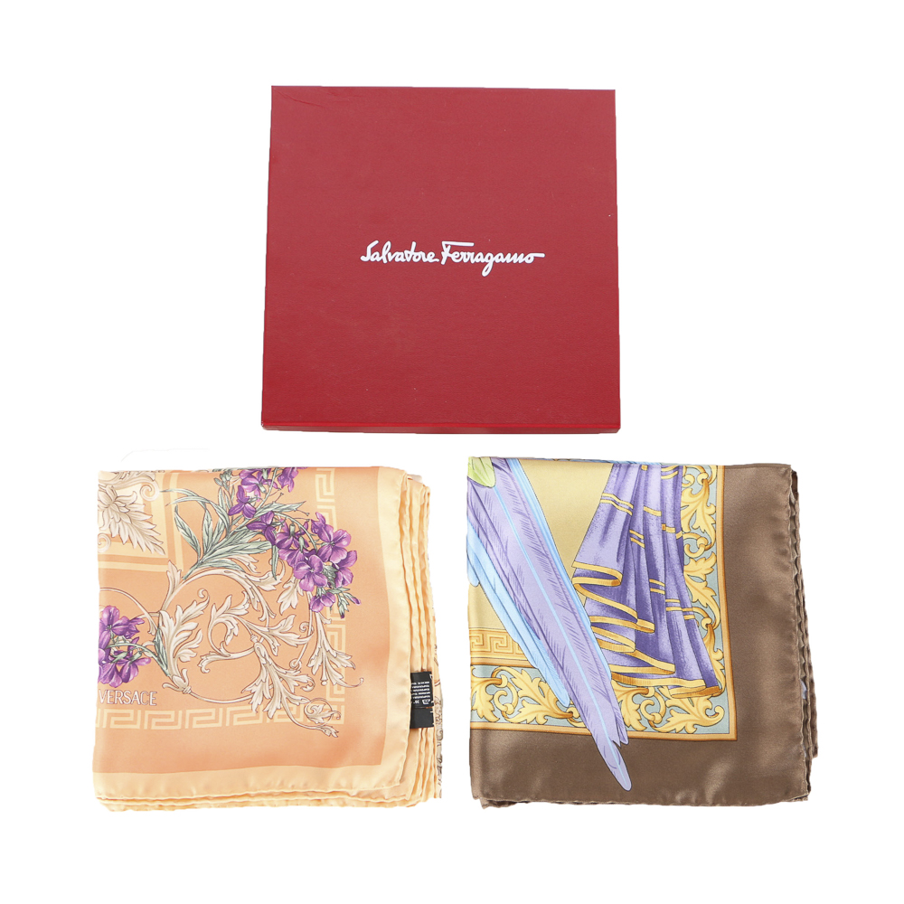Salvatore Ferragamo and Versace Silk Scarves