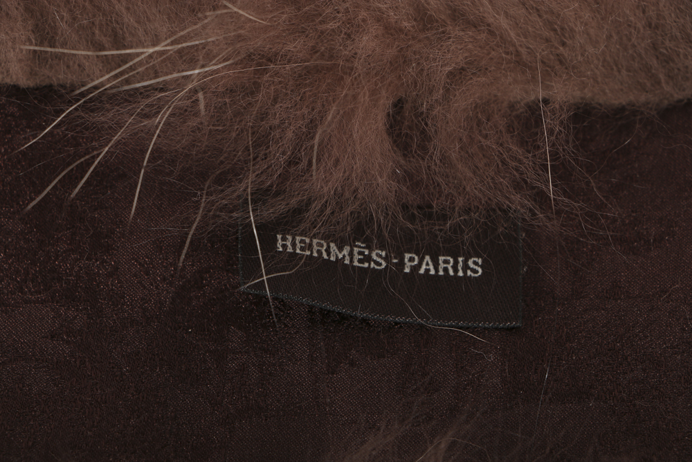 Hermès Fox Fur Collar and "Tohu Bohu" Twilly 24 Faubourg Scarf
