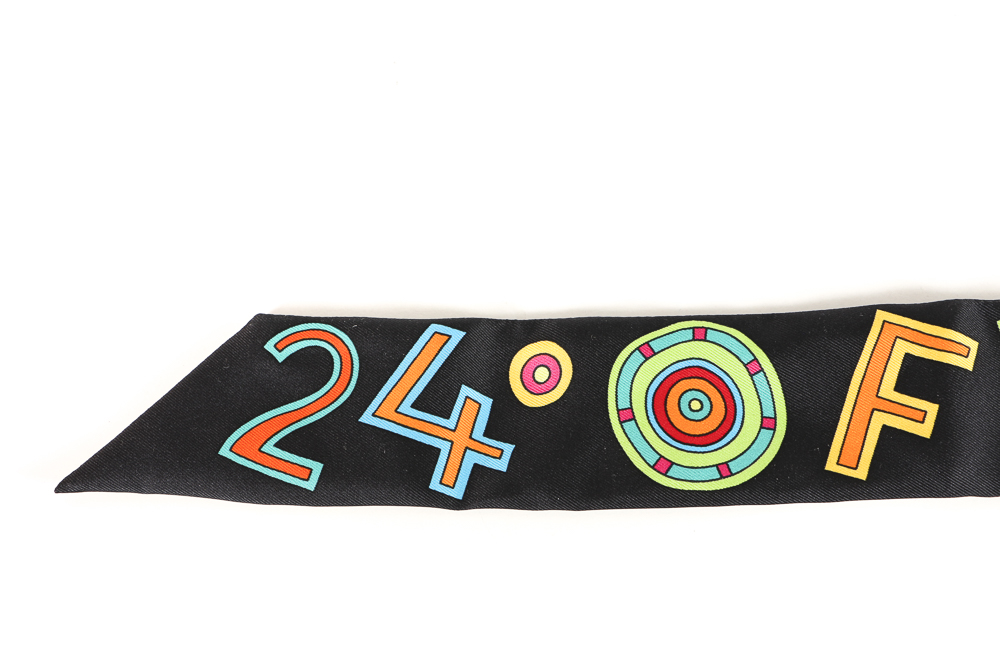 Hermès Fox Fur Collar and "Tohu Bohu" Twilly 24 Faubourg Scarf