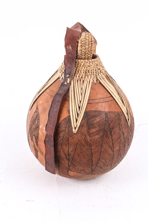 Hand Carved African Gourd Canteen