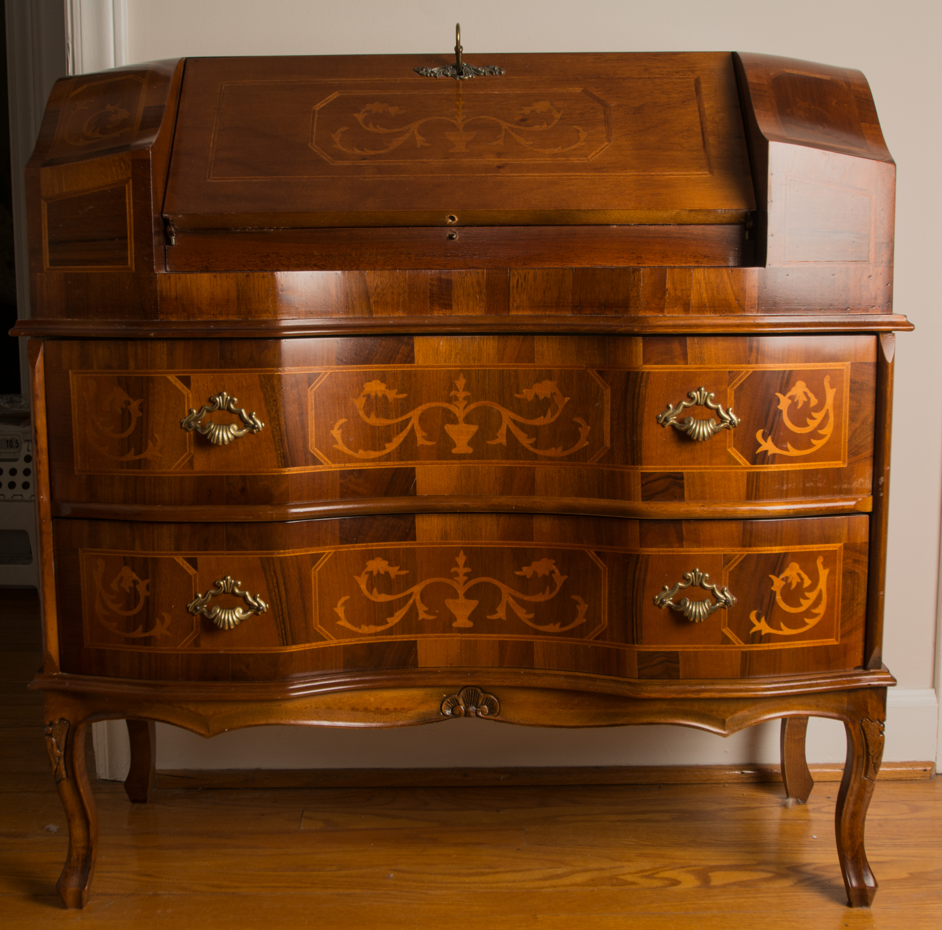 Louis XV Style Mahogany Veneer  Secretaire Ecritoire