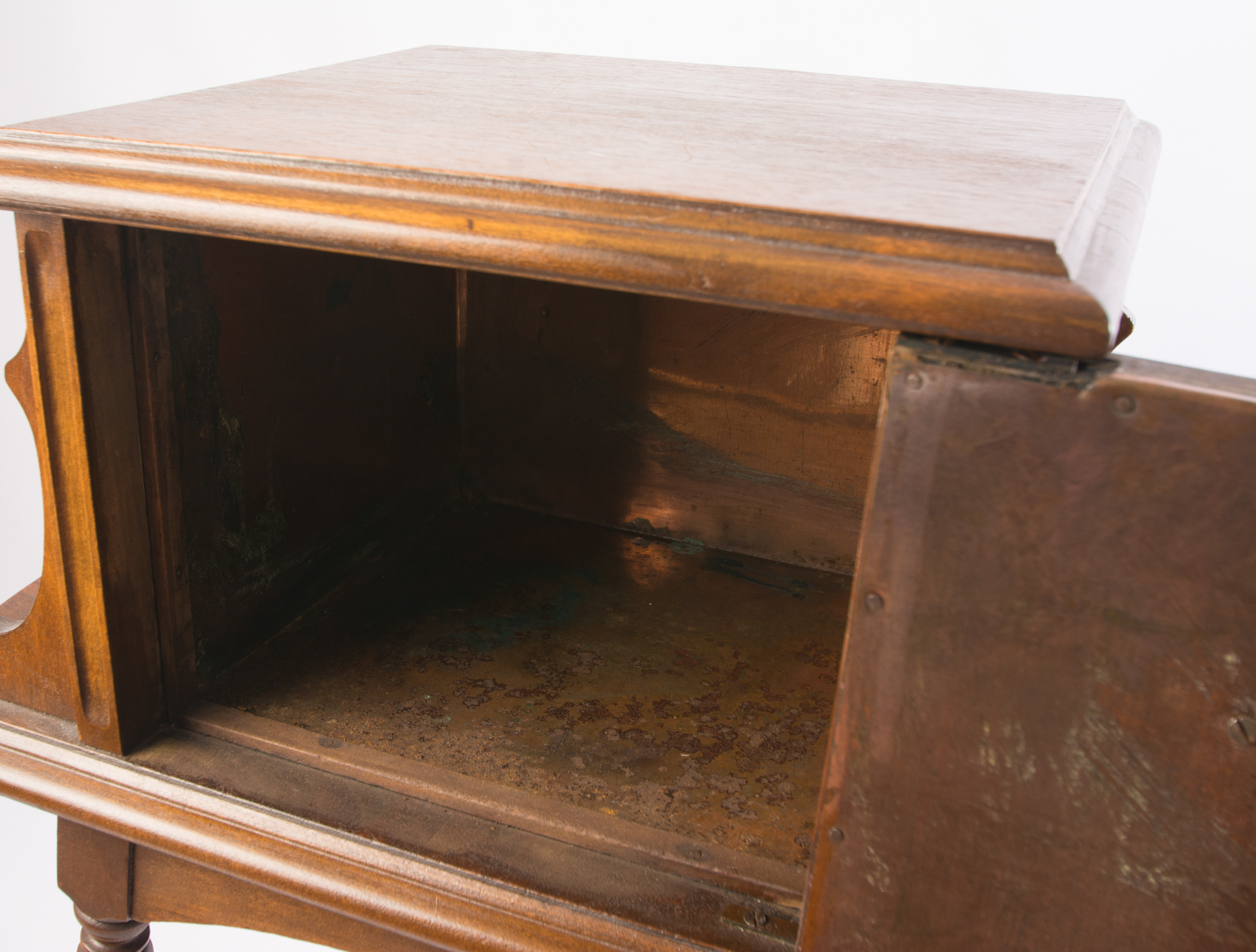 Antique Victorian Copper Lined Humidor Cabinet on Stand