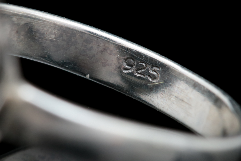 Sterling Silver and Imitation Black Pearl Ring