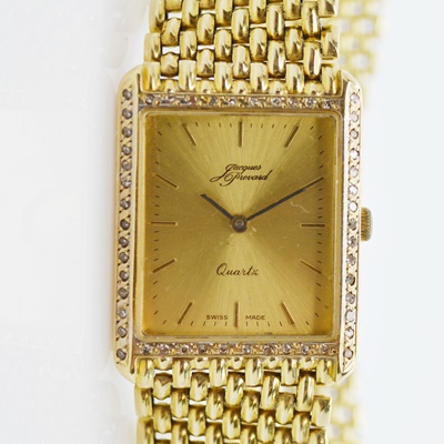 Jacques Prevard 14K Yellow Gold Diamond Quartz Swiss Watch