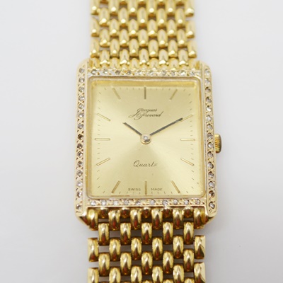 Jacques Prevard 14K Yellow Gold Diamond Quartz Swiss Watch