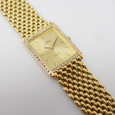 Jacques Prevard 14K Yellow Gold Diamond Quartz Swiss Watch